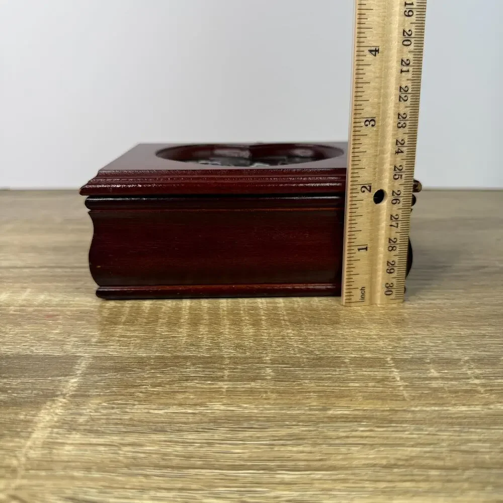 Vintage Cherry Wood Ornate Trinket Box Storage Display Floral